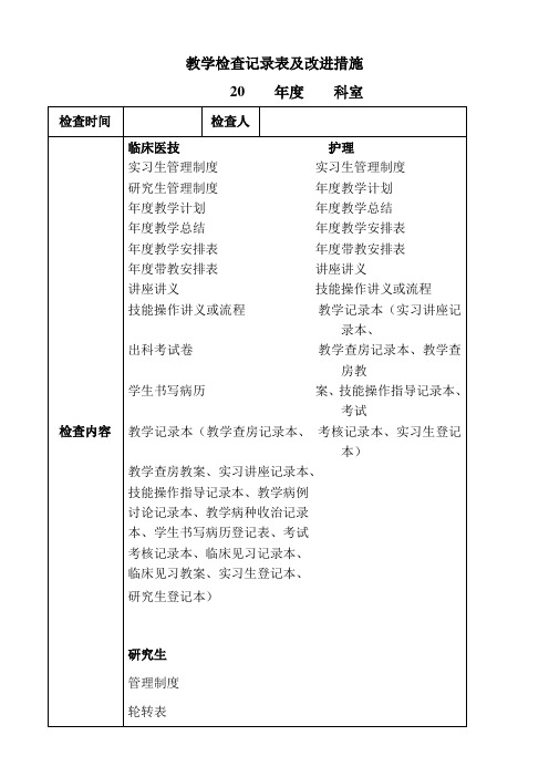 教学检查记录表