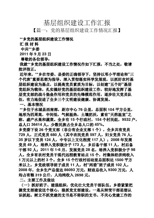 基层组织建设工作汇报