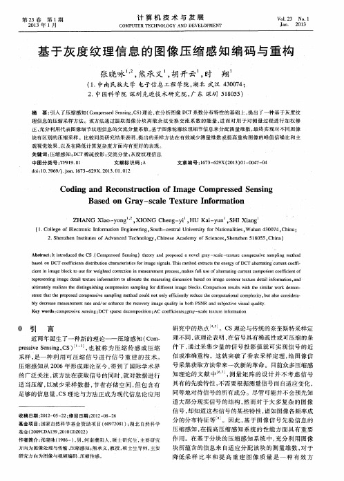 基于灰度纹理信息的图像压缩感知编码与重构