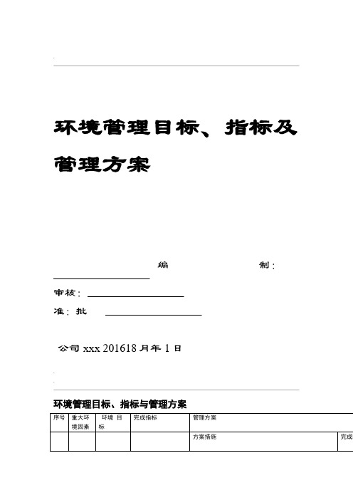 建筑企业环境管理目标指标及管理方案