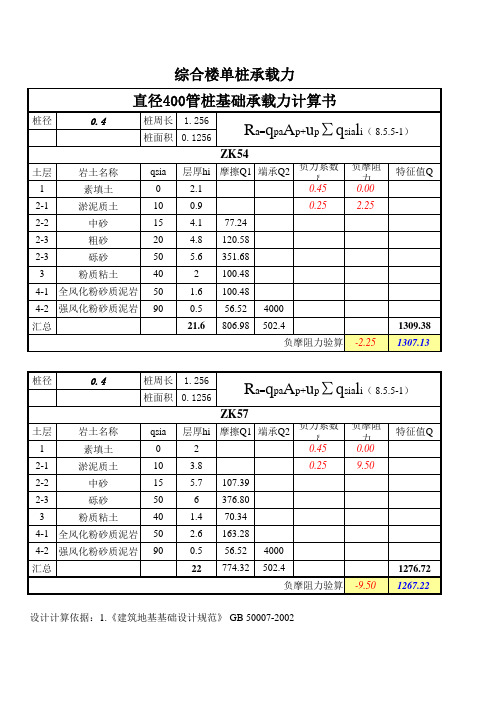 400桩承载力计算