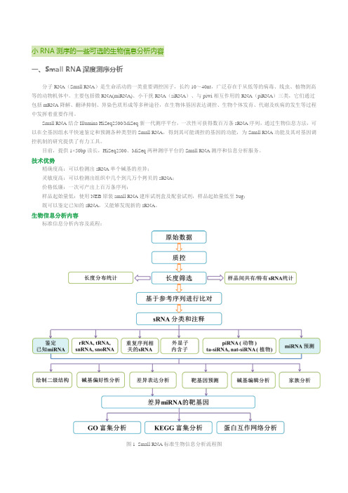 小RNA测序的一些可选的生物信息分析内容