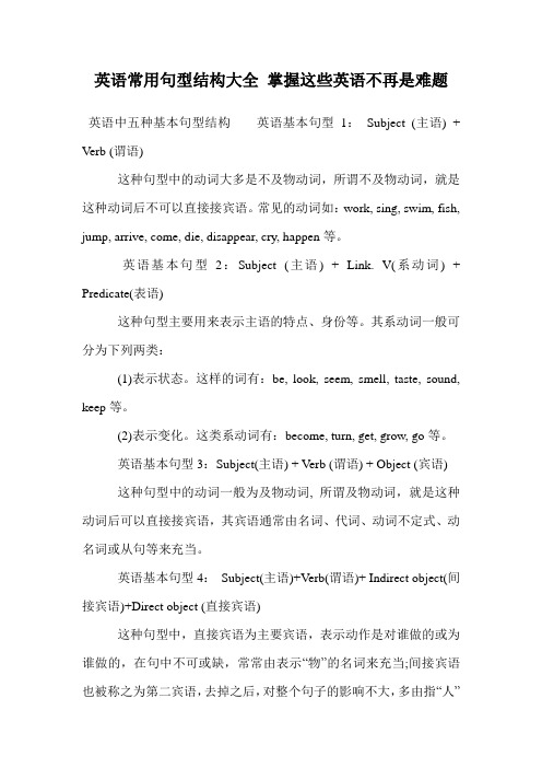 英语常用句型结构大全 掌握这些英语不再是难题