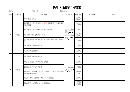 供用电设施安全检查表模板