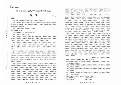 2021届湛江高三调研语文试题及答案