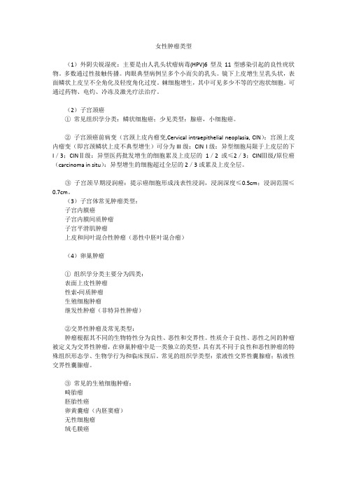 女性肿瘤类型