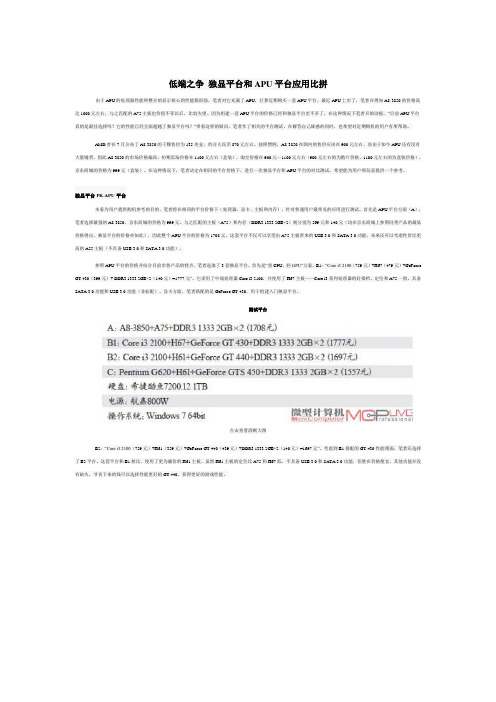 独显平台和APU平台应用比拼