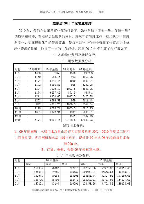 2010年度物业总结