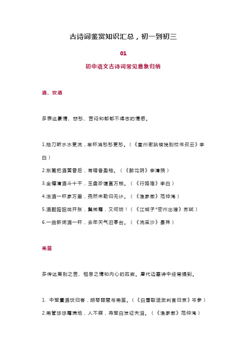 古诗词鉴赏知识汇总,初一到初三