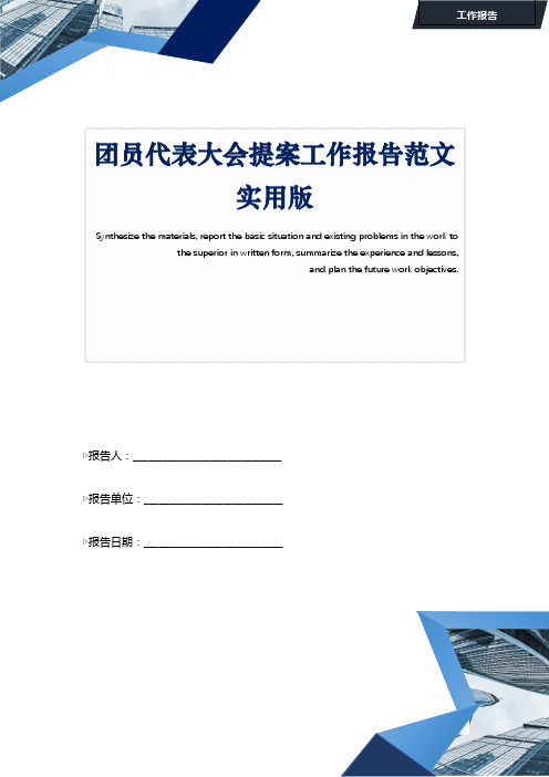 团员代表大会提案工作报告范文实用版