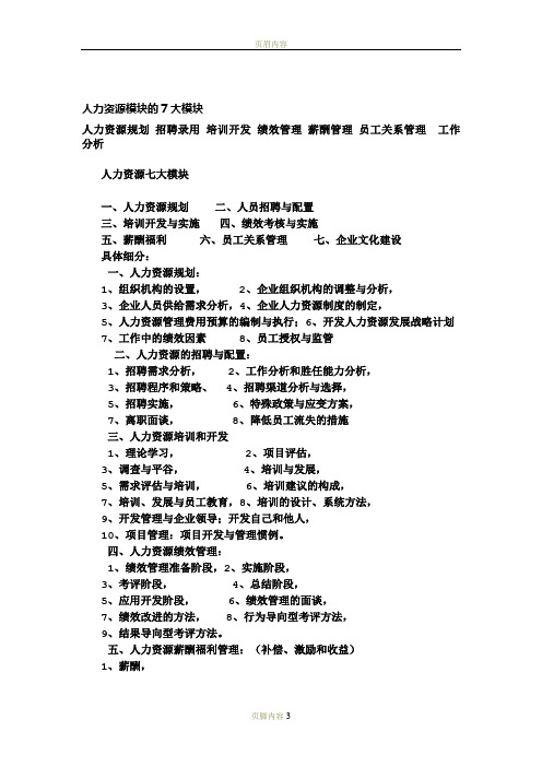 人力资源七大模块