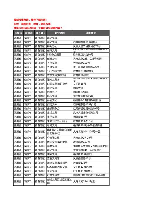 新版四川省成都市青白江区办公用品企业公司商家户名录单联系方式地址大全70家