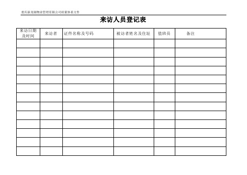 来访人员登记表