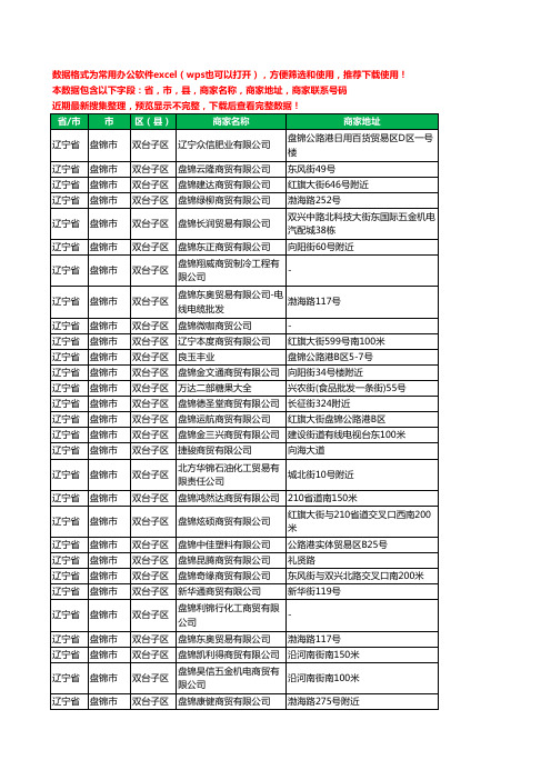 2020新版辽宁省盘锦市双台子区贸易有限公司工商企业公司商家名录名单黄页联系电话号码地址大全55家