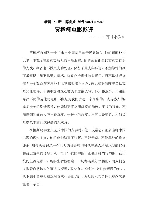 贾樟柯电影《小武》观后感影评