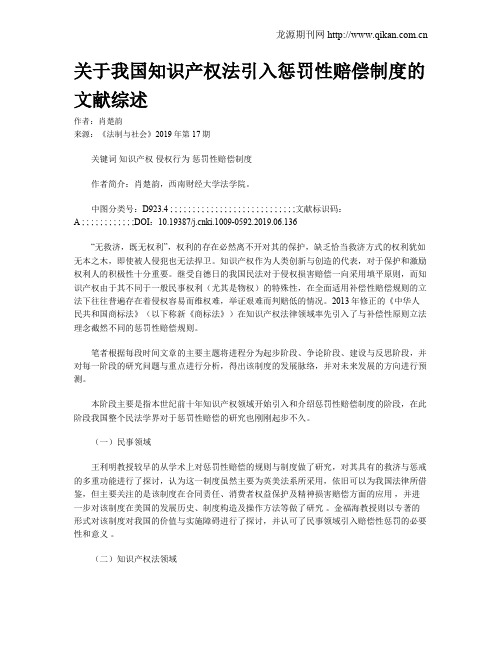 关于我国知识产权法引入惩罚性赔偿制度的文献综述