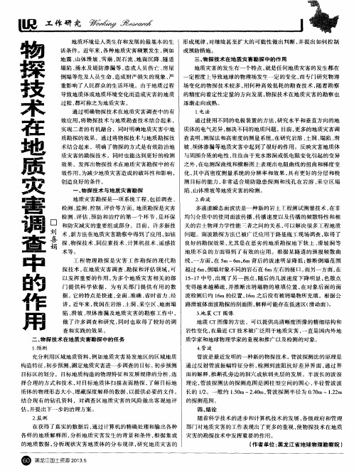 物探技术在地质灾害调查中的作用