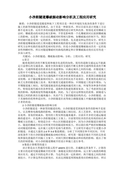 小净距隧道爆破振动影响分析及工程应用研究