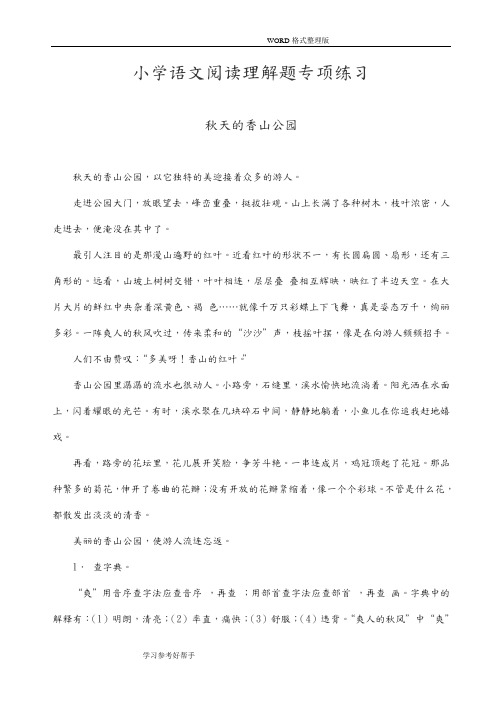小学语文阅读理解专项练习试题整理