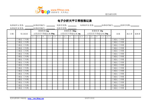 电子分析天平日常校准记录