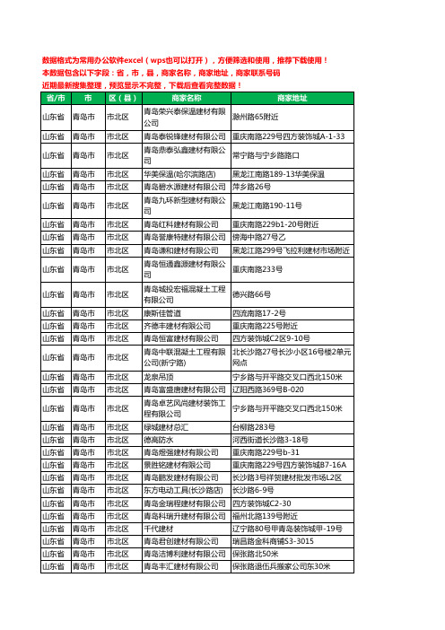 2020新版山东省青岛市市北区建材有限公司工商企业公司商家名录名单黄页联系电话号码地址大全59家