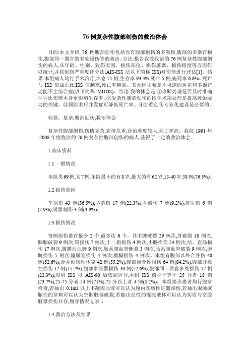 76例复杂性腹部创伤的救治体会