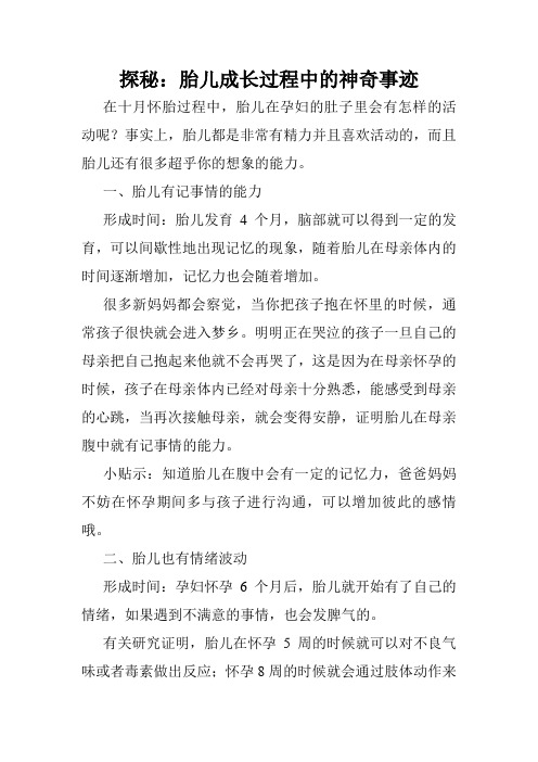 探秘：胎儿成长过程中的神奇事迹