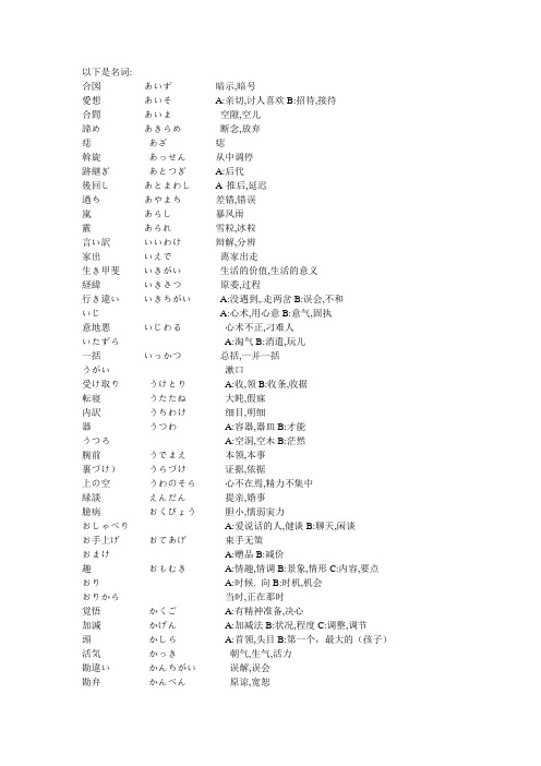日语一级单词 名词
