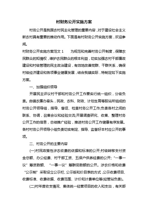 村财务公开实施方案