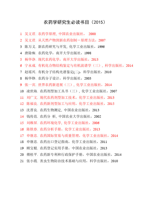 参考书目研究生2015