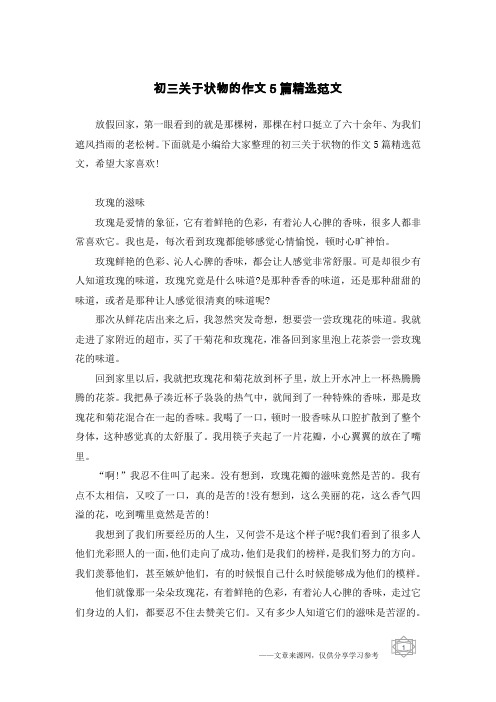 初三关于状物的作文5篇精选范文