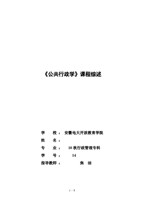 公共行政学课程综述(定稿)