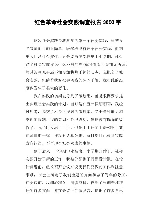 红色革命社会实践调查报告3000字
