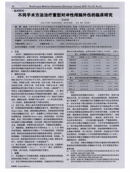 不同手术方法治疗重型对冲性颅脑外伤的临床研究