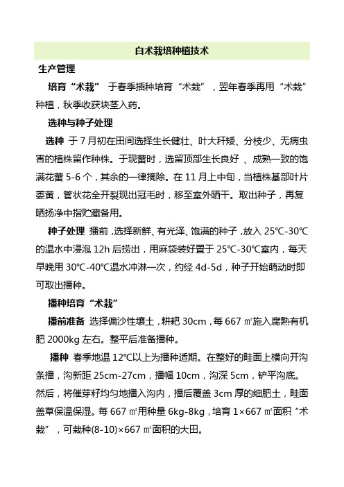 白术栽培种植技术