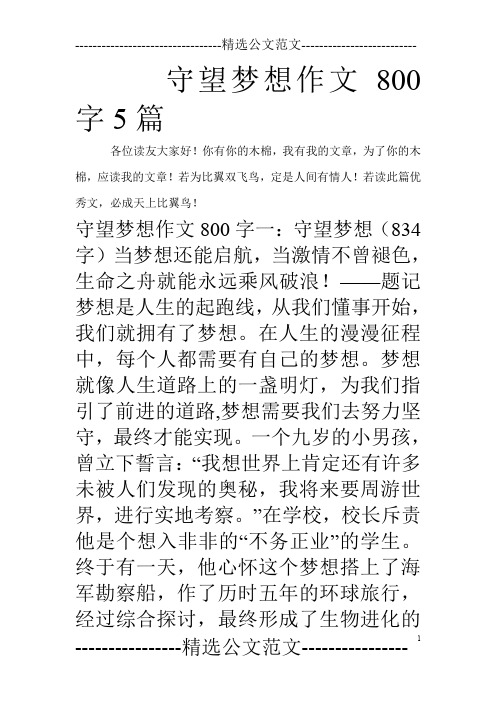 守望梦想作文800字5篇_0