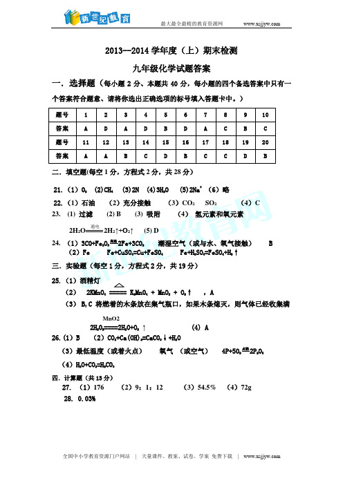 2013-2014上期末九年级化学试题