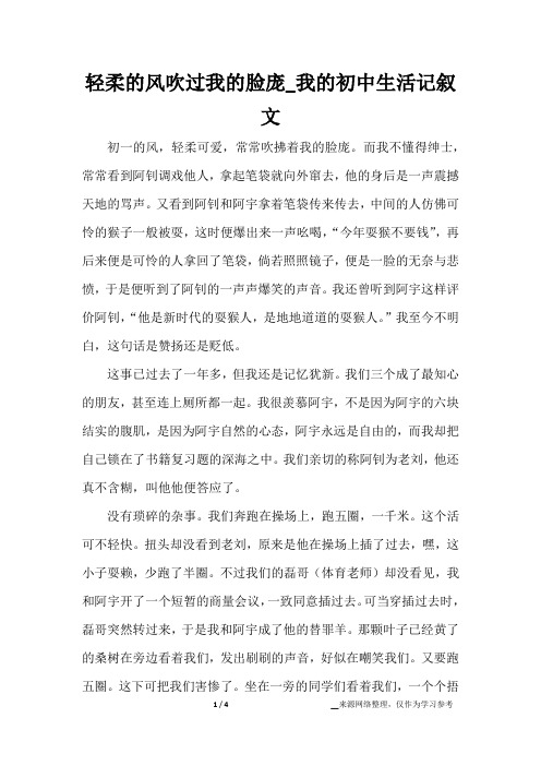 轻柔的风吹过我的脸庞_我的初中生活记叙文