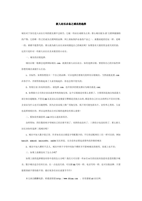 新人站长必备之域名的选择