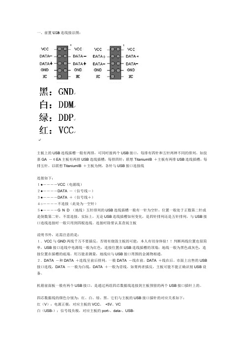 图解说明主板前置音频线、USB连线接法