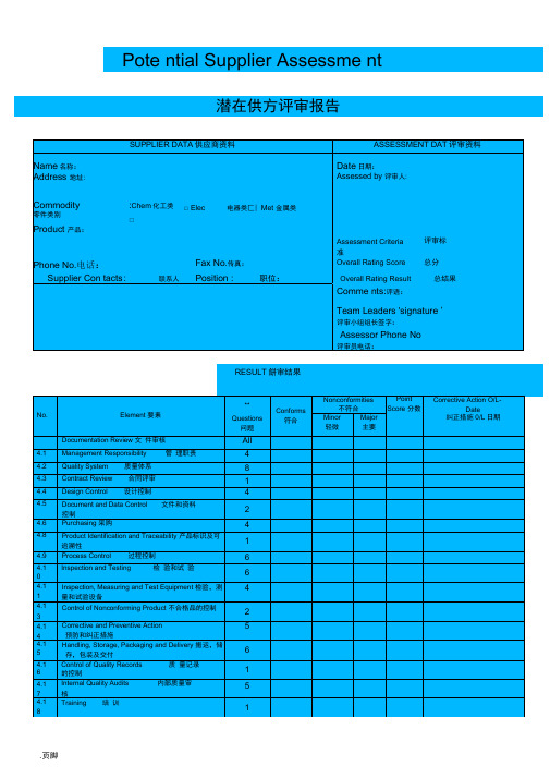 Supplier_Assessment_Report供应商评估报告(英文)