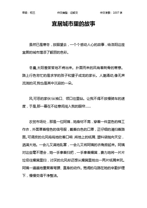 宜居城市里的故事作文【初中初三1000字】