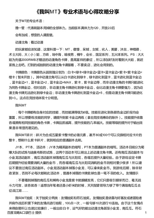 《我叫MT》专业术语与心得攻略分享