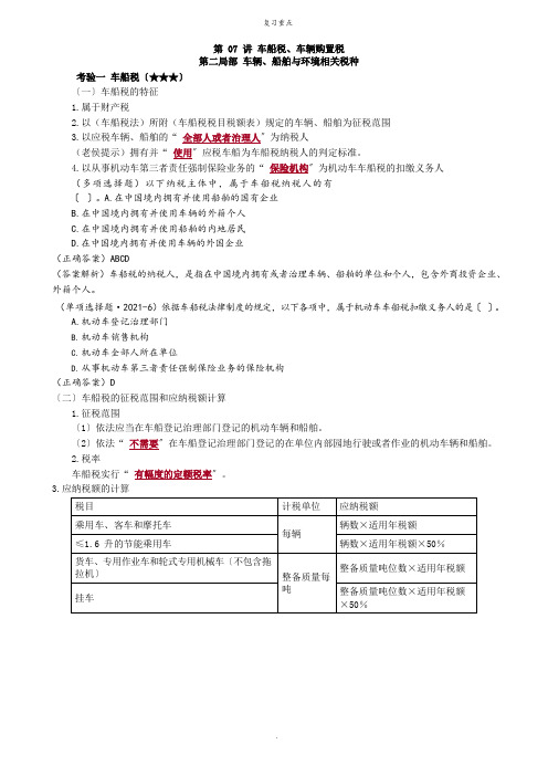 2022年考研重点之车船税、车辆购置税