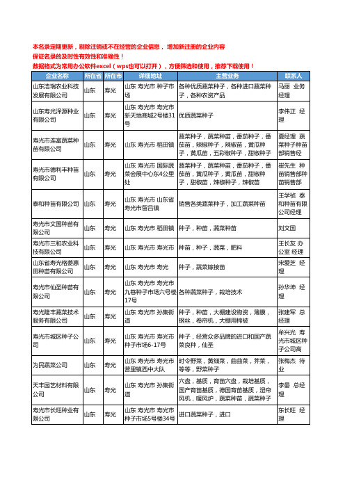 2020新版山东省寿光蔬菜种子工商企业公司名录名单黄页大全14家