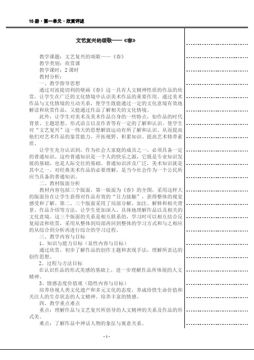 春——文艺复兴的颂歌