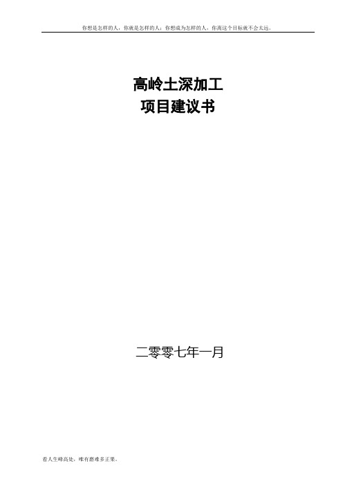 (新)高岭土深加工项目建议书