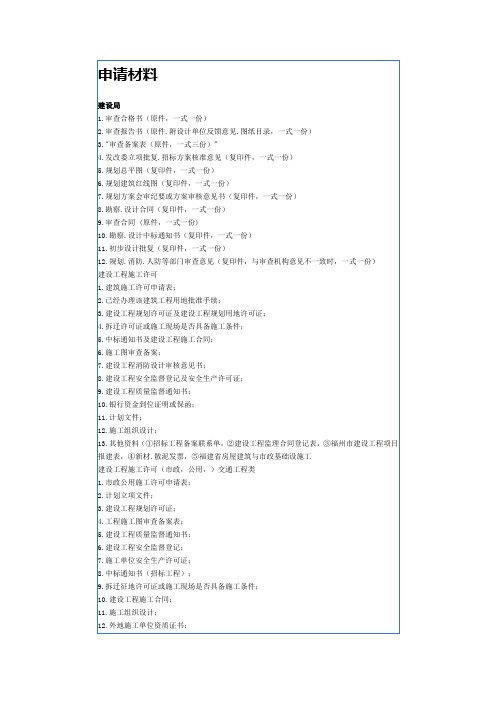 建设局申请材料