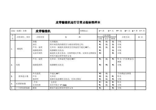皮带输渣机运行日常点检标准样本