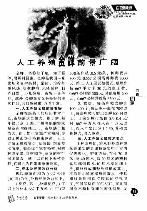 人工养殖金蝉前景广阔